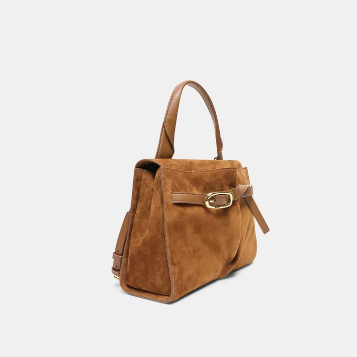 BORGO Dark Tan Suede Adjustable Crossbody Handbag — view 7