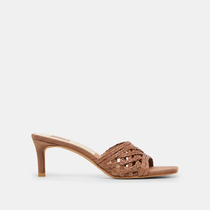 Bowen Cognac Raffia Heels — view 2