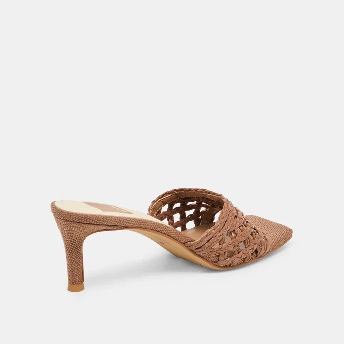 Bowen Cognac Raffia Heels — view 6