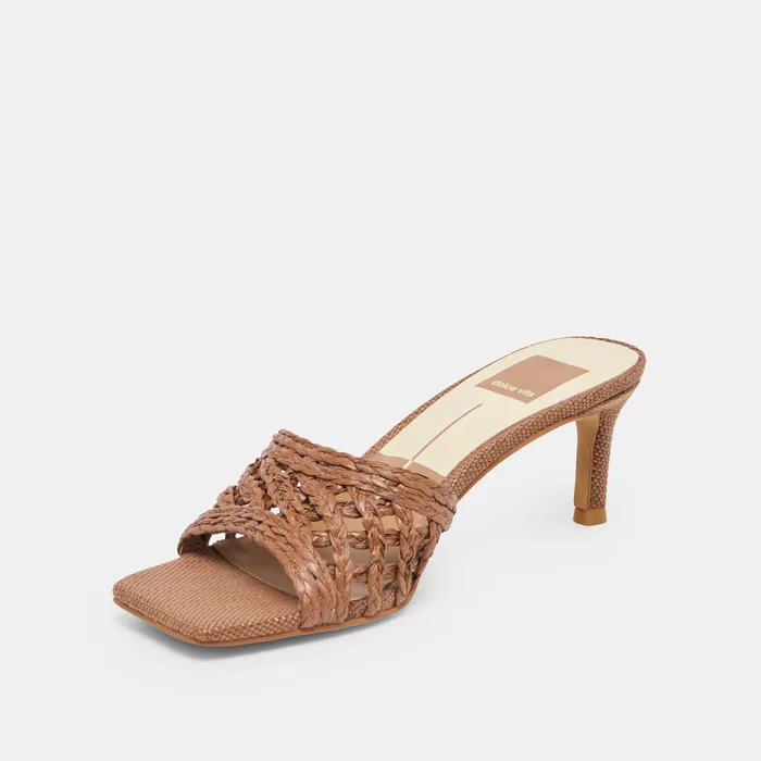 Bowen Cognac Raffia Heels — view 8