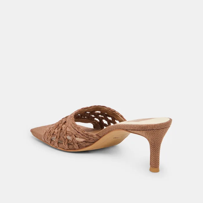 Bowen Cognac Raffia Heels — view 9