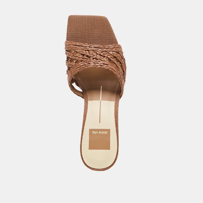 Bowen Cognac Raffia Heels — view 12