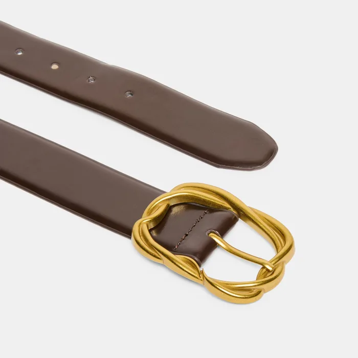 Braided Mahogany Gold Buckle Belt — view 4