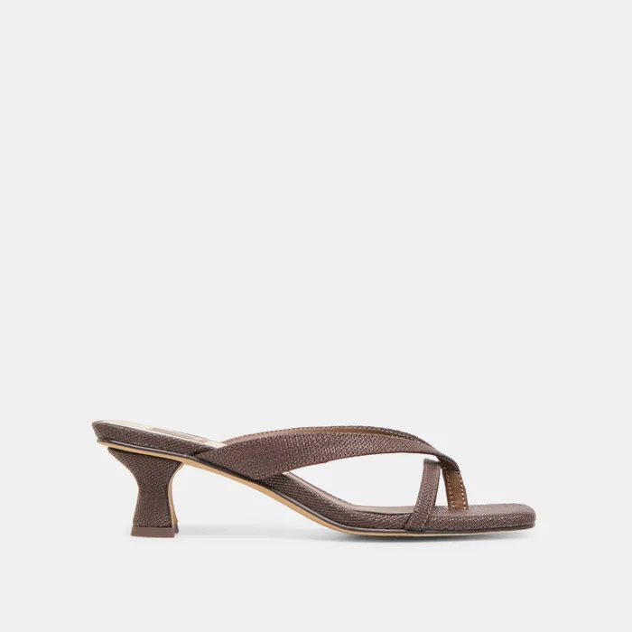 Brevel Chocolate Raffia Heels — view 2