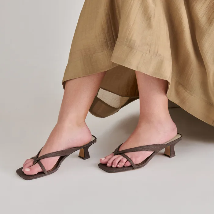 Brevel Chocolate Raffia Heels — view 3