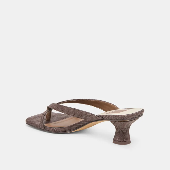 Brevel Chocolate Raffia Heels — view 9