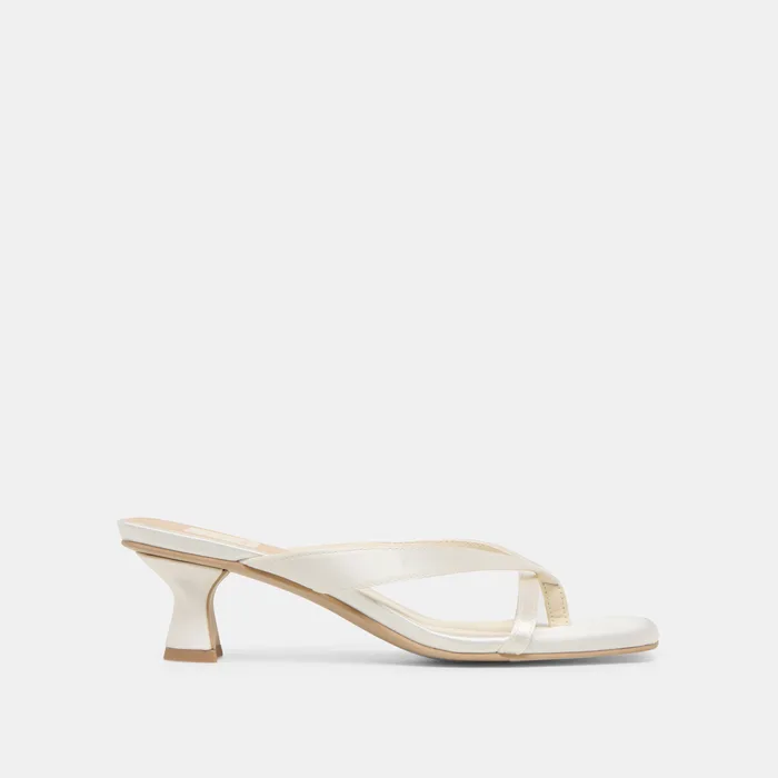 Brevel True White Satin Heels — view 2