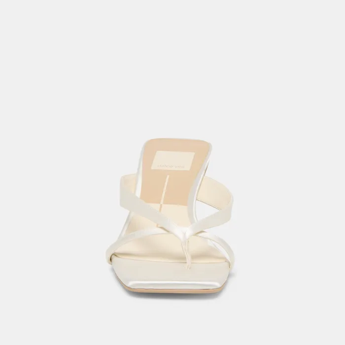 Brevel True White Satin Heels — view 11