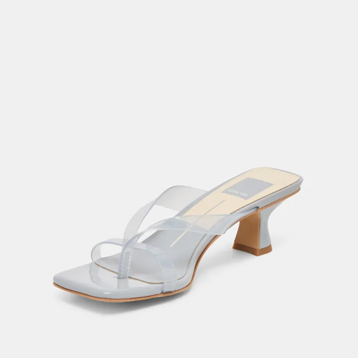 Brevel Vinyl Wide Dusty Blue Jelly Heels — view 5