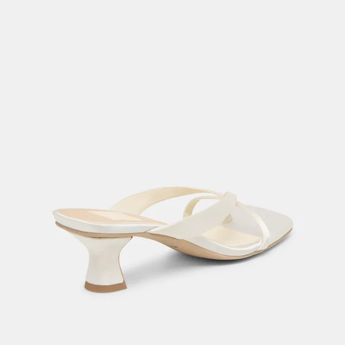 Brevel Wide True White Satin Heels — view 4