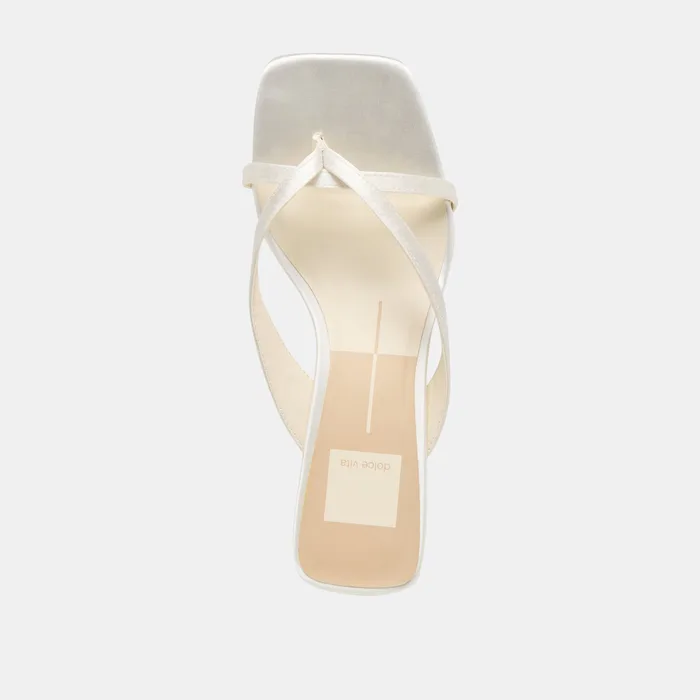 Brevel Wide True White Satin Heels — view 9