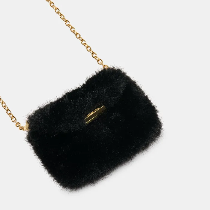 BRINDI CROSSBODY WALLET BLACK FAUX FUR