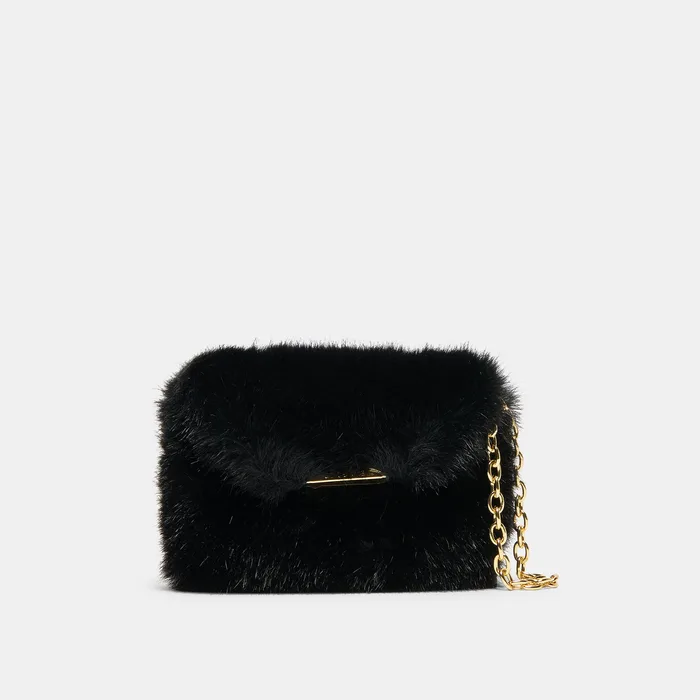 BRINDI Black Faux Fur Mini Crossbody Wallet — view 2