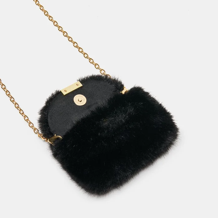 BRINDI Black Faux Fur Mini Crossbody Wallet — view 3