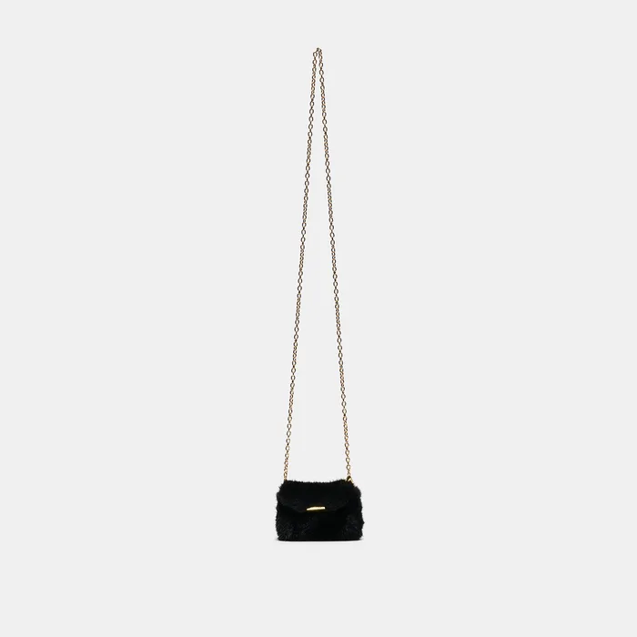 BRINDI Black Faux Fur Mini Crossbody Wallet — view 4