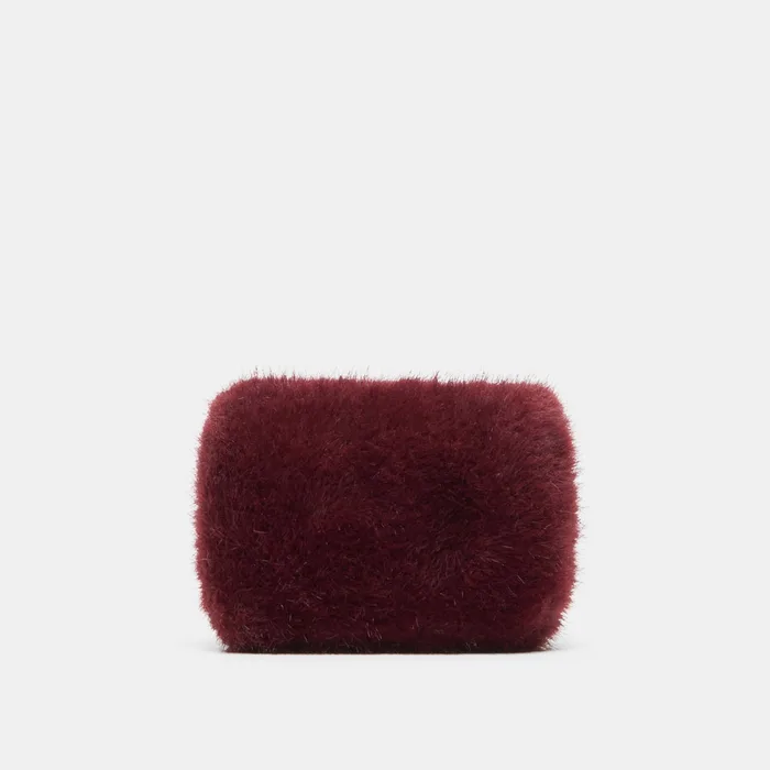 BRINDI CROSSBODY WALLET BURGUNDY FAUX FUR