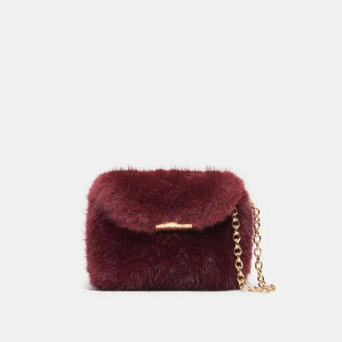BRINDI Burgundy Faux Fur Mini Crossbody Wallet — view 2