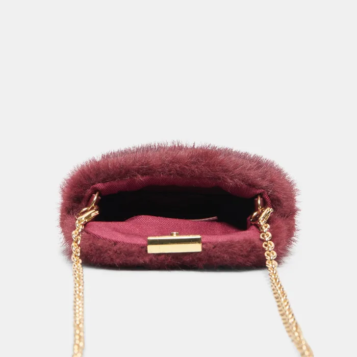 BRINDI Burgundy Faux Fur Mini Crossbody Wallet — view 5