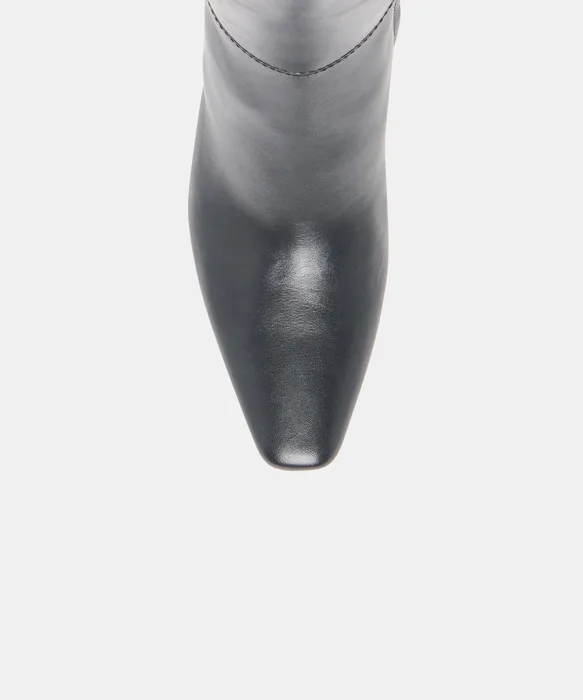 BRION Narrow Calf Black Leather Block-Heel Knee-High Boots — view 4