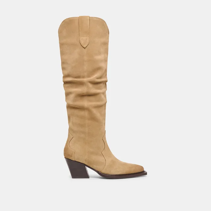 Buckly Camel Suede Boots — view 2