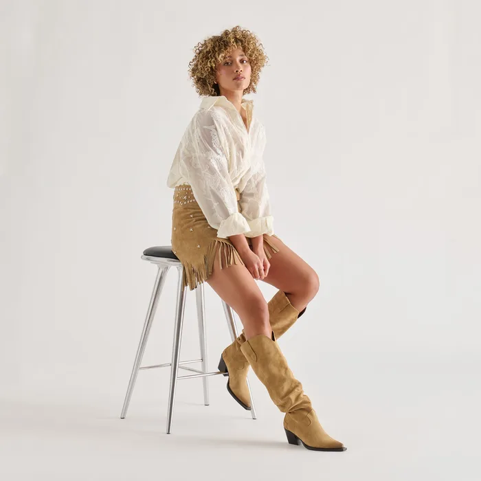 Buckly Camel Suede Boots — view 3