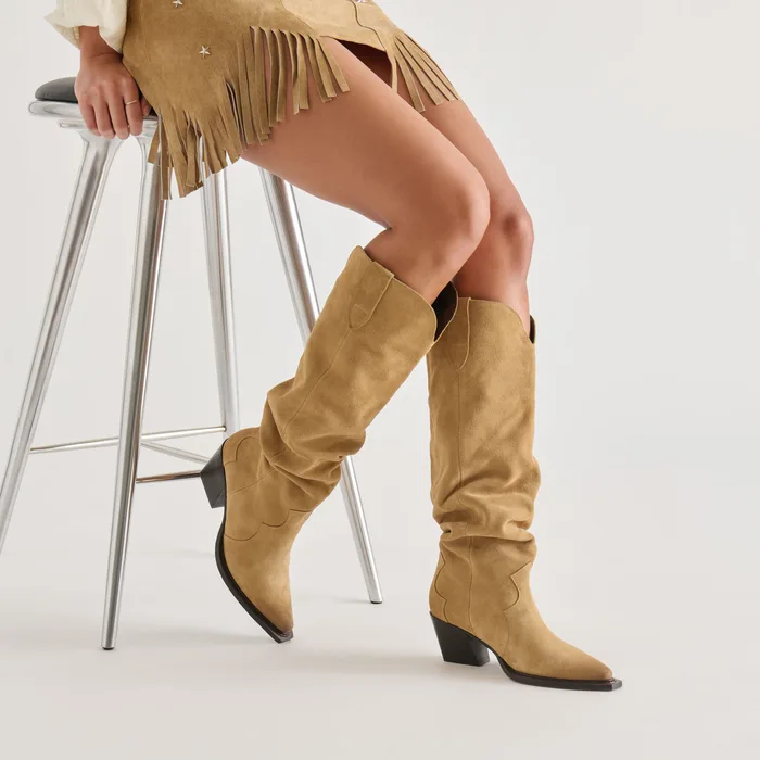 Buckly Camel Suede Boots — view 5