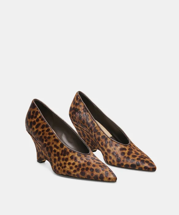 CAMERO Dk Leopard Calf Hair Pointed-Toe Wedges — view 3