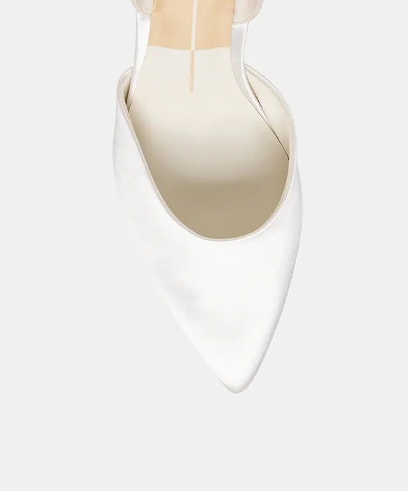 Carel True White Satin High Heels — view 5