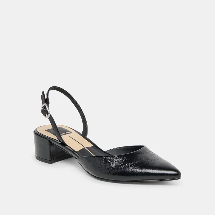 Carel Wide Midnight Crinkle Patent Leather Heels — view 3