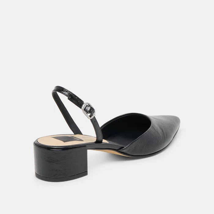 Carel Wide Midnight Crinkle Patent Leather Heels — view 4