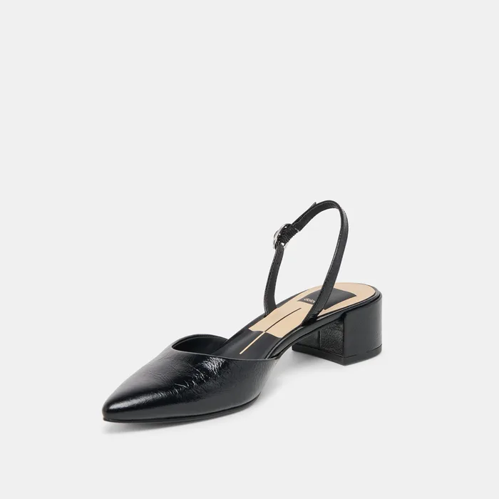 Carel Wide Midnight Crinkle Patent Leather Heels — view 5