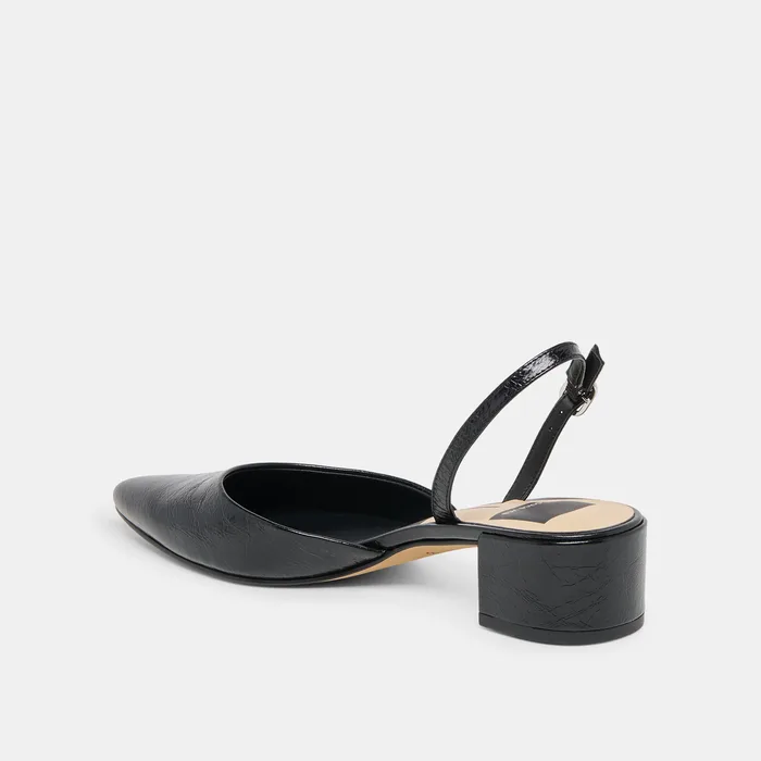 Carel Wide Midnight Crinkle Patent Leather Heels — view 6