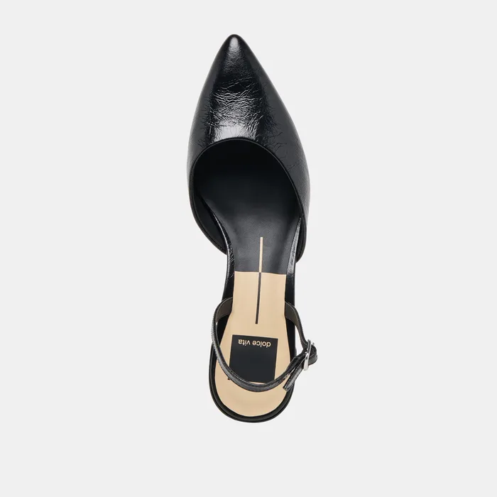 Carel Wide Midnight Crinkle Patent Leather Heels — view 9