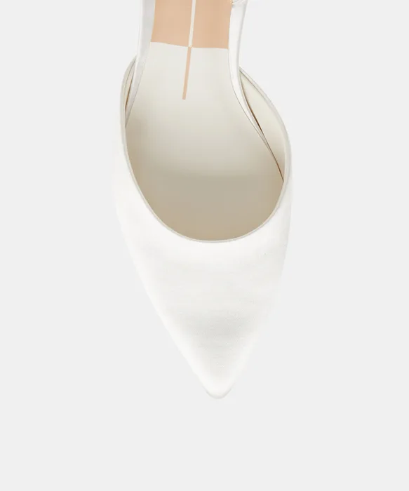 Carel Wide True White Satin Heels — view 4
