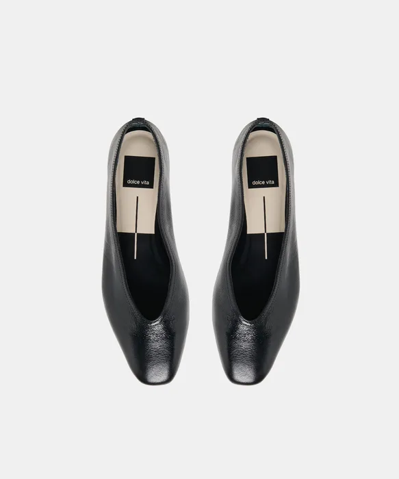 CARET Black Leather Pointed-Toe Ballet Flats — view 4