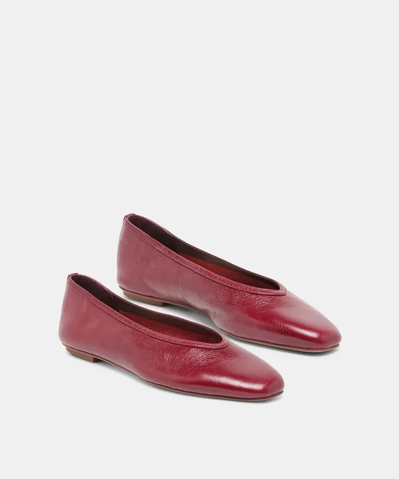 CARET Garnet Leather Pointed-Toe Ballet Flats — view 3