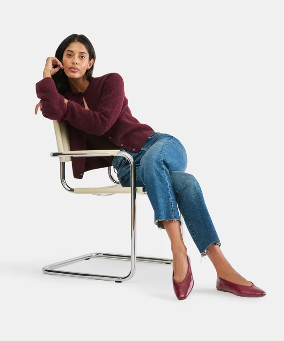 CARET Garnet Leather Pointed-Toe Ballet Flats — view 5