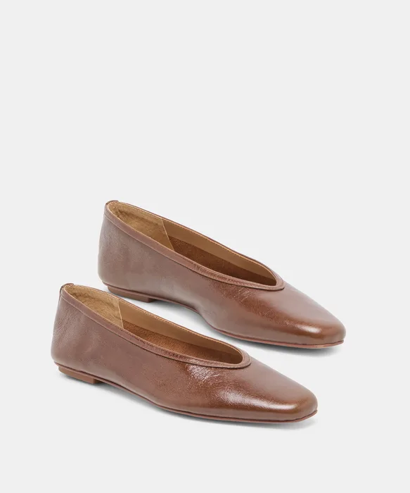 CARET Russet Leather Pointed-Toe Ballet Flats — view 3