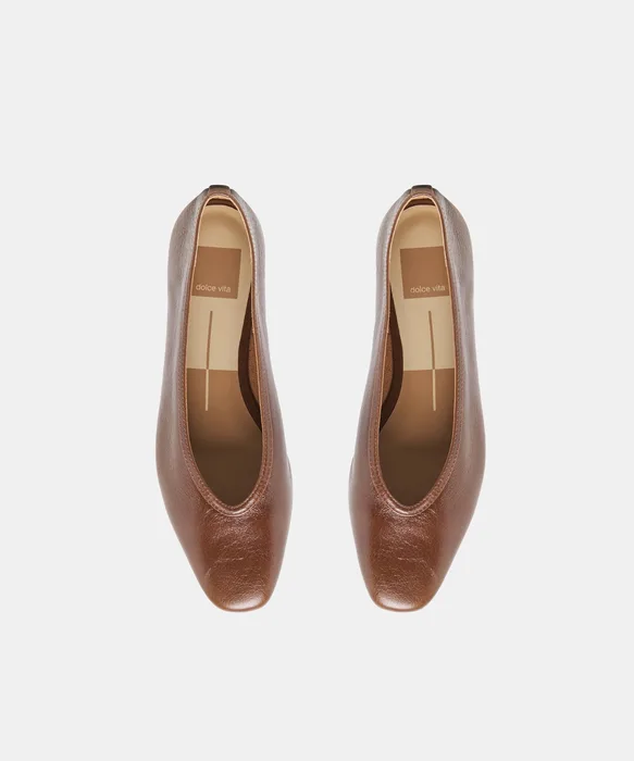 CARET Russet Leather Pointed-Toe Ballet Flats — view 4