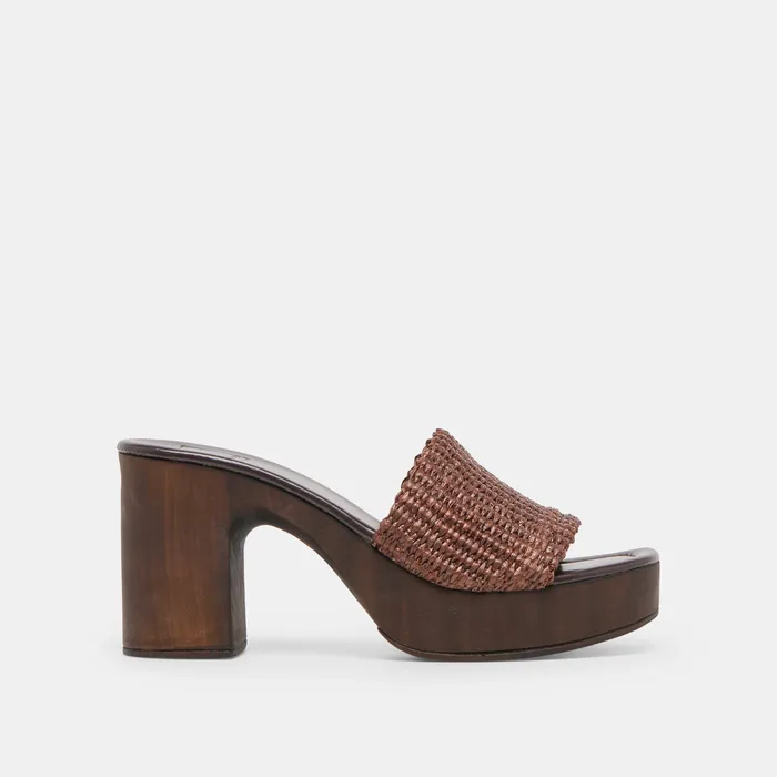 Celest Chocolate Raffia Heels — view 2