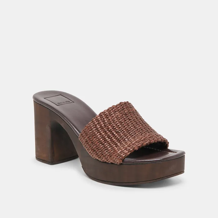 Celest Chocolate Raffia Heels — view 3
