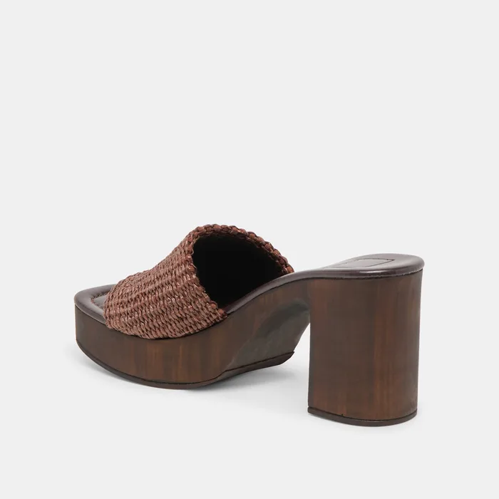 Celest Chocolate Raffia Heels — view 6