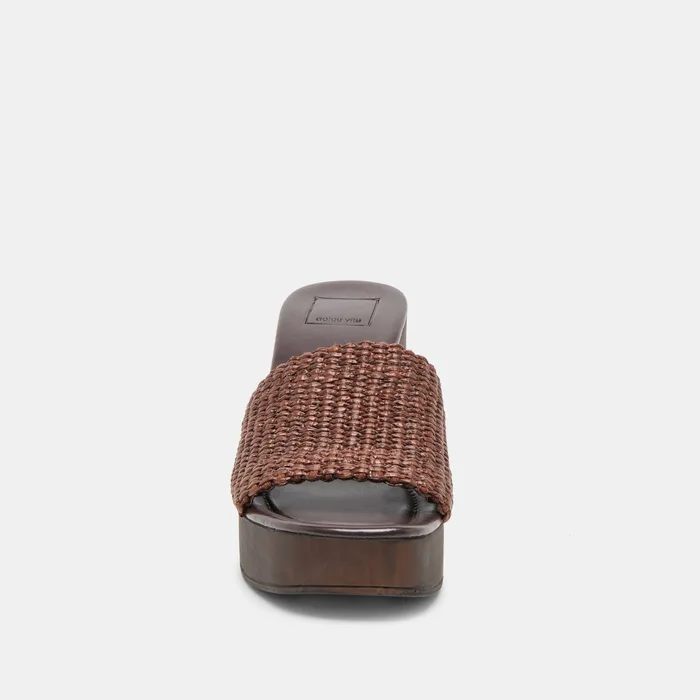 Celest Chocolate Raffia Heels — view 7