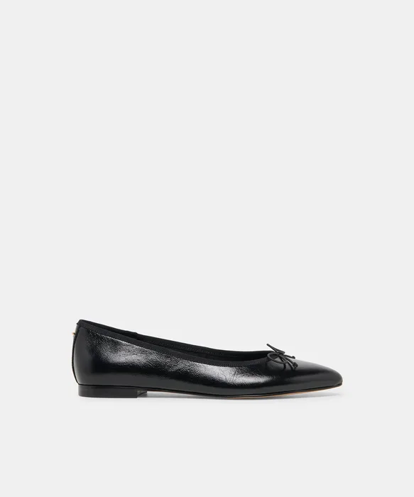 CELIO Black Leather Pointed Closed-Toe Ballet Flats — view 2