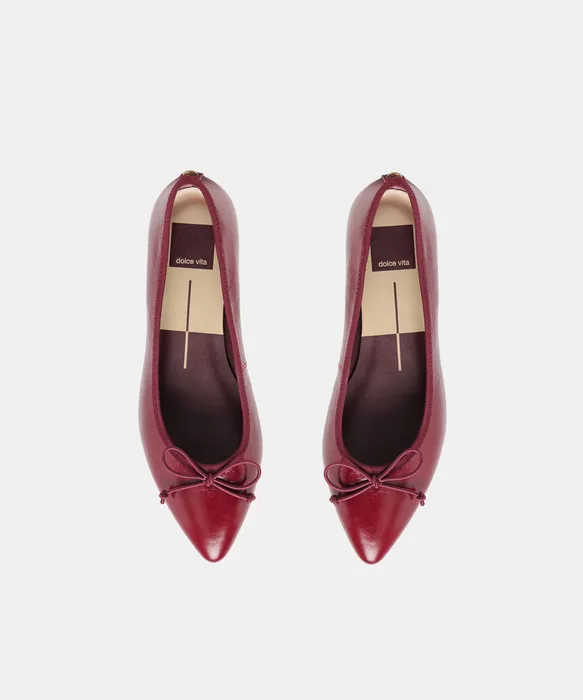 CELIO Garnet Leather Pointed Closed-Toe Ballet Flats — view 4