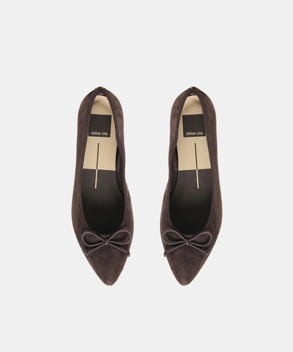 CELIO Walnut Suede Pointed Closed-Toe Ballet Flats — view 4