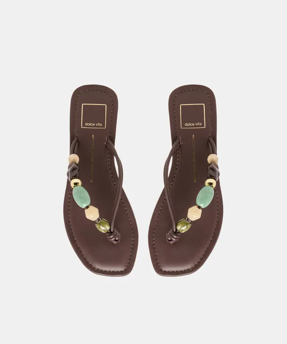 Cely Dk Brown Leather Sandals — view 5