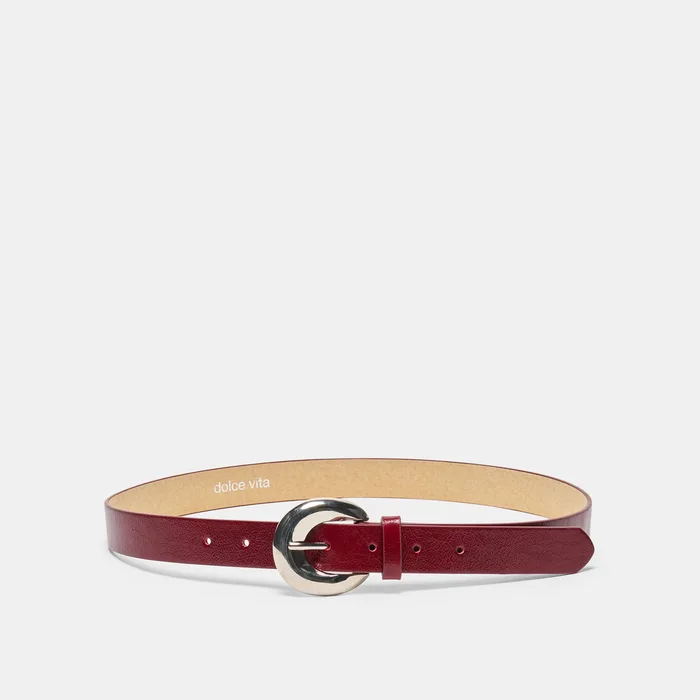 Chunky Curved Burgundy Buckle Belt — view 2