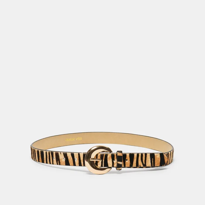Chunky Curved Tan Zebra Buckle Belt — view 2