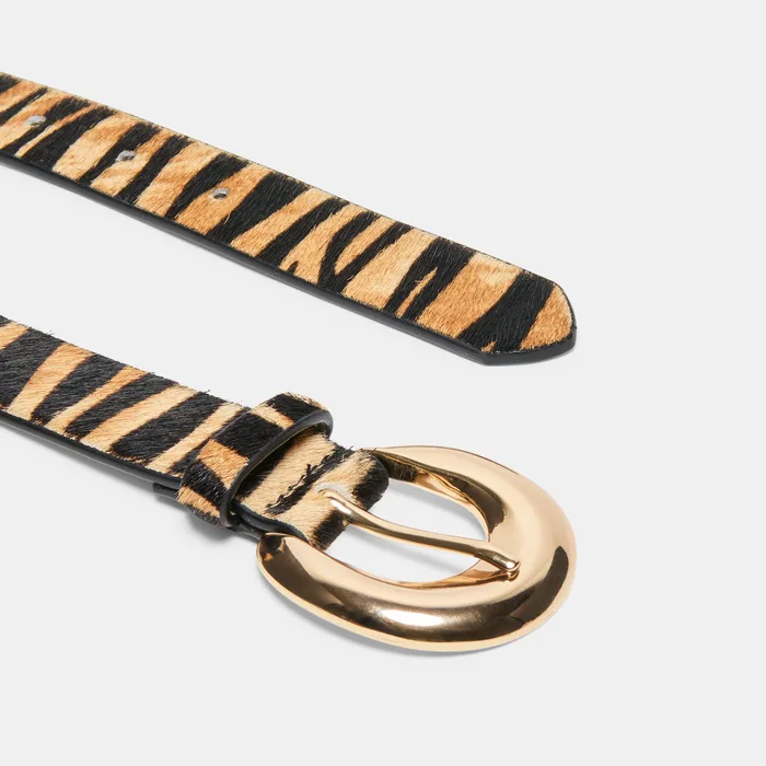 Chunky Curved Tan Zebra Buckle Belt — view 4